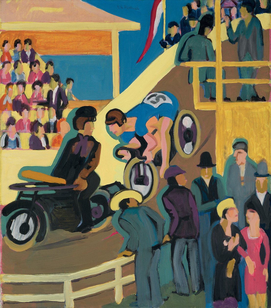 带马达继电器的自行车比赛；赛车比赛，1927-1928年 作者 恩斯特·路德维希·基希纳