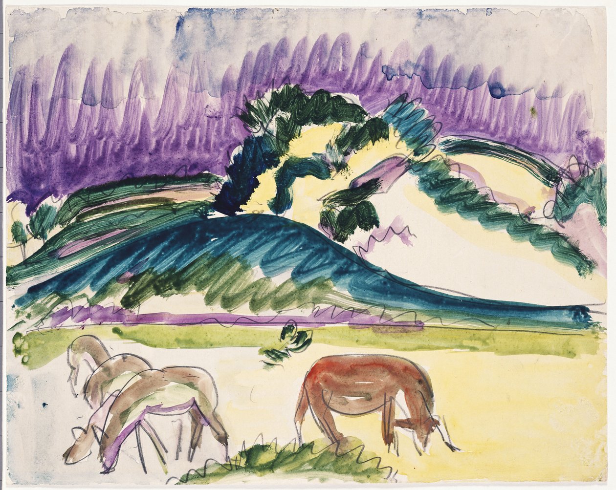 沙丘牧场上的奶牛，1913年 作者 恩斯特·路德维希·基希纳