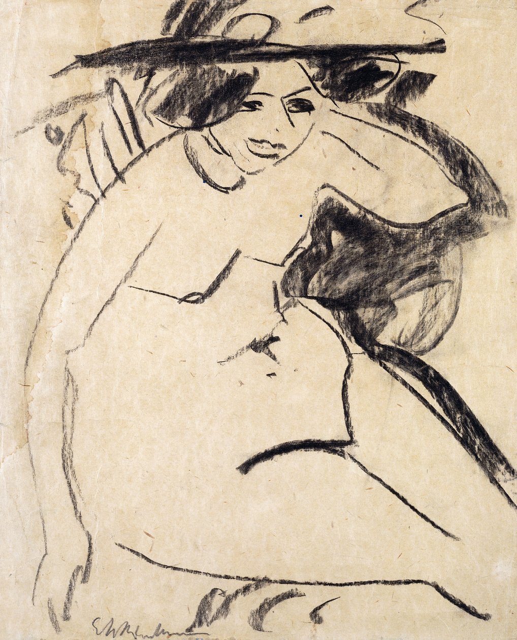 戴帽子的迪多;迪多·米特·胡特（Dido mit Hut），约1909年 作者 恩斯特·路德维希·基希纳