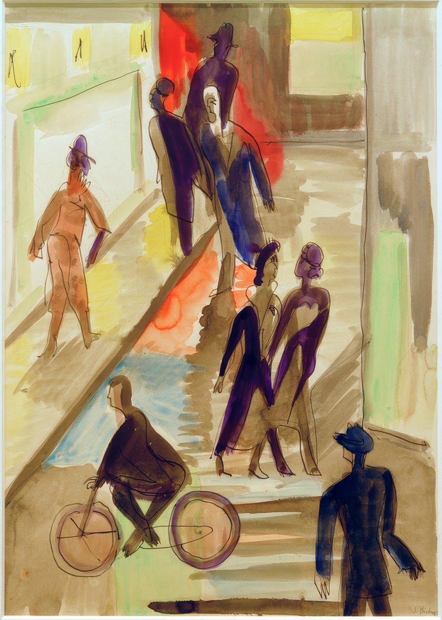 ElKirchner，街景与自行车 作者 恩斯特·路德维希·基希纳
