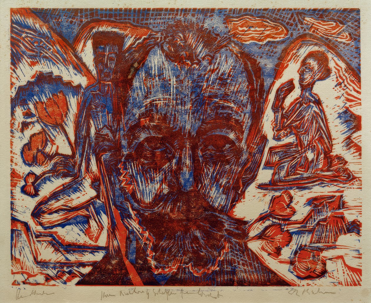 Ferdinand Hodler - Hodlerkopf - Farbholzschnitt诉艾尔基希纳 作者 恩斯特·路德维希·基希纳