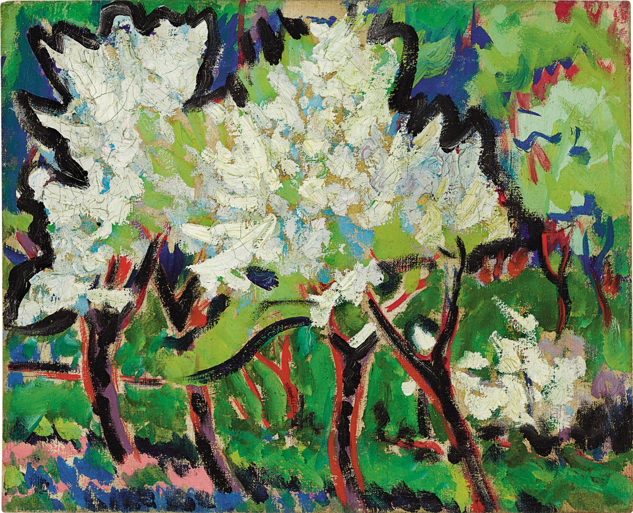 开花的树木IV;布鲁昂德·波美四世（Bluhende Baume IV），1909年 作者 恩斯特·路德维希·基希纳