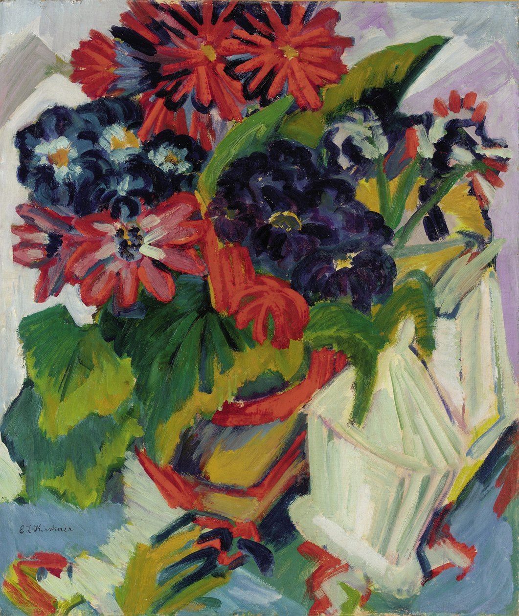 花；鲜花，1918-1919年 作者 恩斯特·路德维希·基希纳