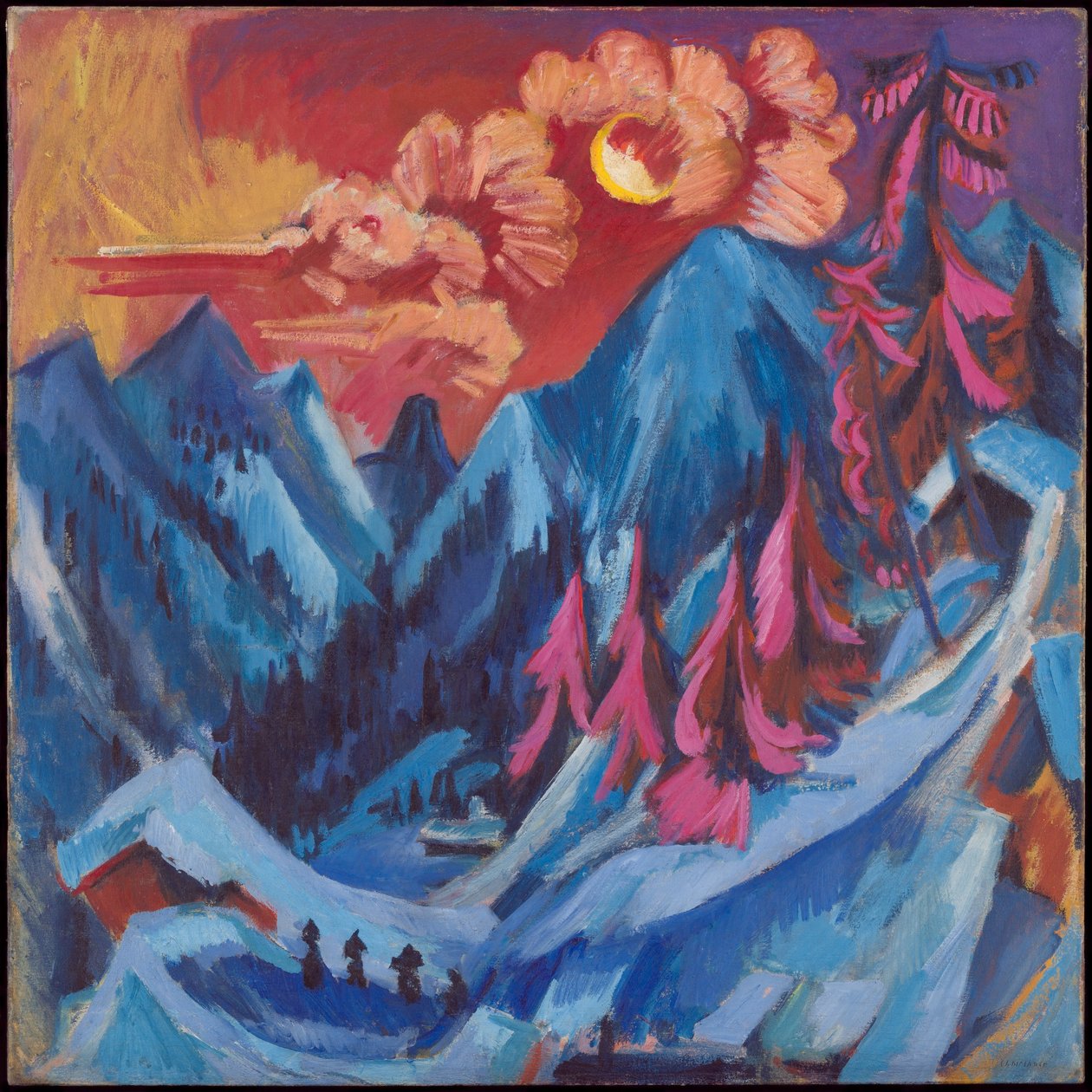 德语: Wintermondlandschaft 月光下的冬景 作者 恩斯特·路德维希·基希纳