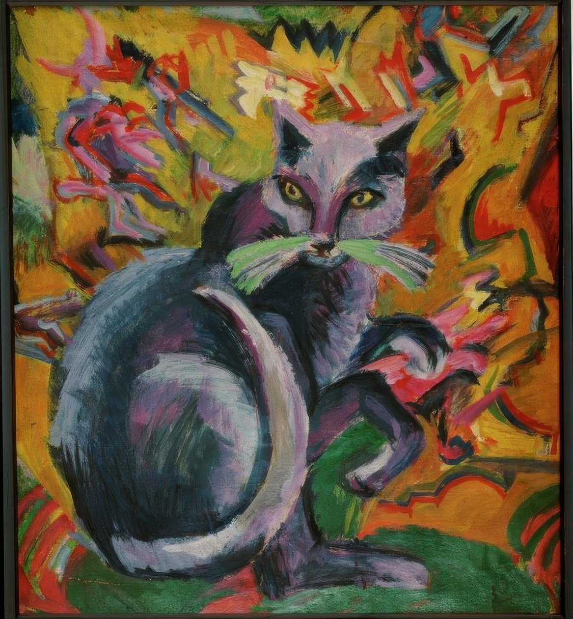 灰色的雄猫在枕头上 作者 恩斯特·路德维希·基希纳