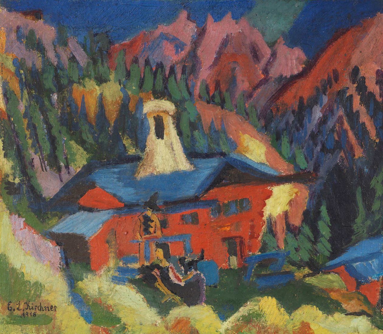Stafelalp上的房子，1918-1919。 作者 恩斯特·路德维希·基希纳