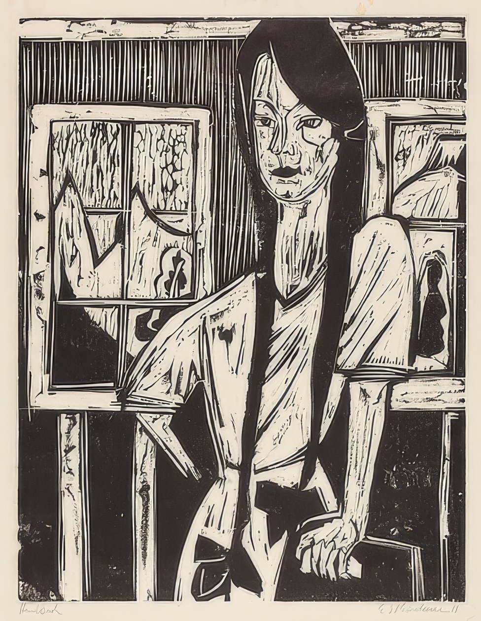 年轻女孩1921年 作者 恩斯特·路德维希·基希纳