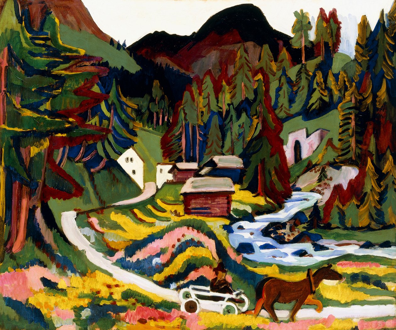 瑟蒂格（Sertig），1924-25年春季风景 作者 恩斯特·路德维希·基希纳