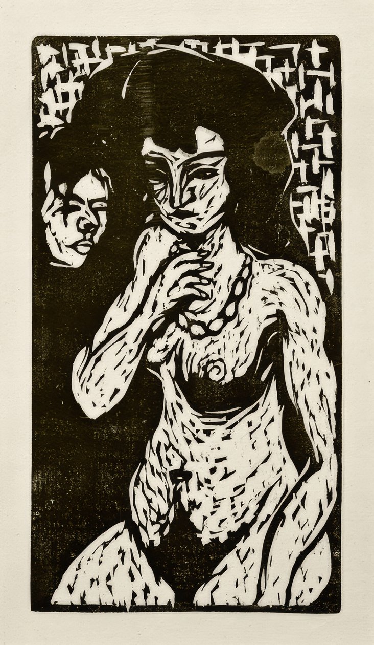 与自画像的女孩裸体 作者 恩斯特·路德维希·基希纳