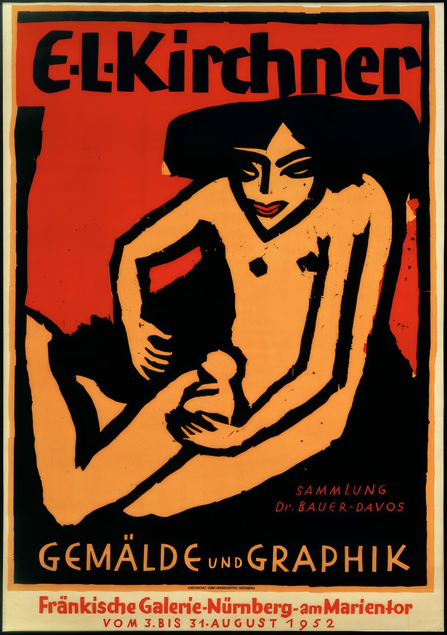 ELK展览海报，法兰克画廊，纽伦堡，1952年 作者 恩斯特·路德维希·基希纳