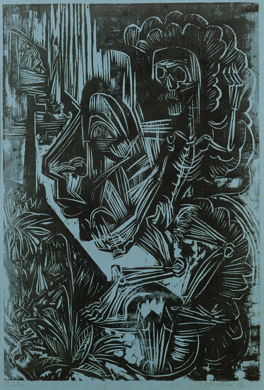 自画像与死亡舞蹈，1917年 作者 恩斯特·路德维希·基希纳