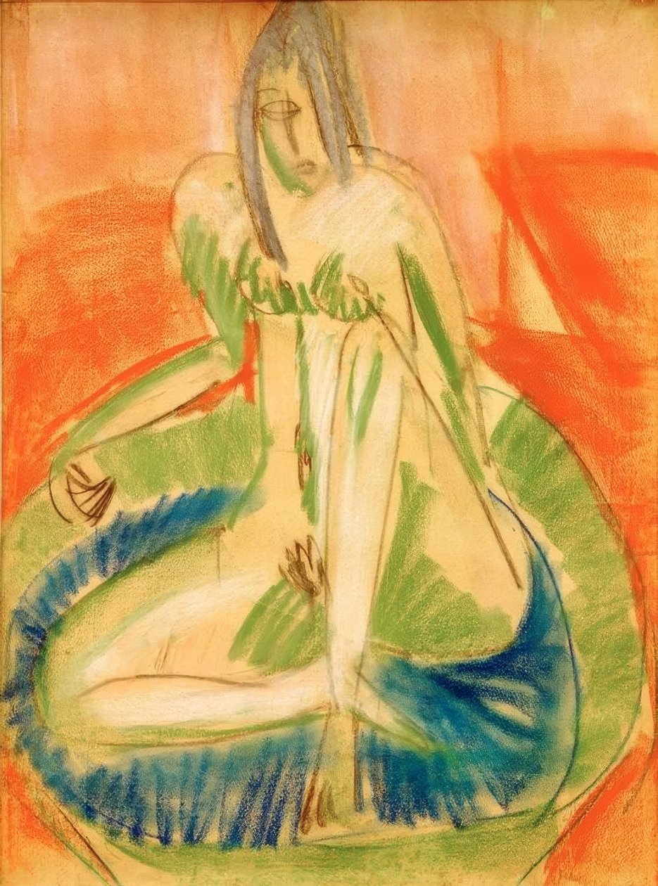 坐在浴缸里的女性裸体 作者 恩斯特·路德维希·基希纳
