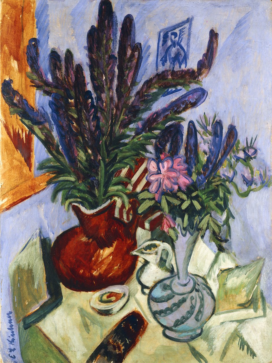 静物与花瓶Stilleben Mit Blumenvasen，1912年 作者 恩斯特·路德维希·基希纳