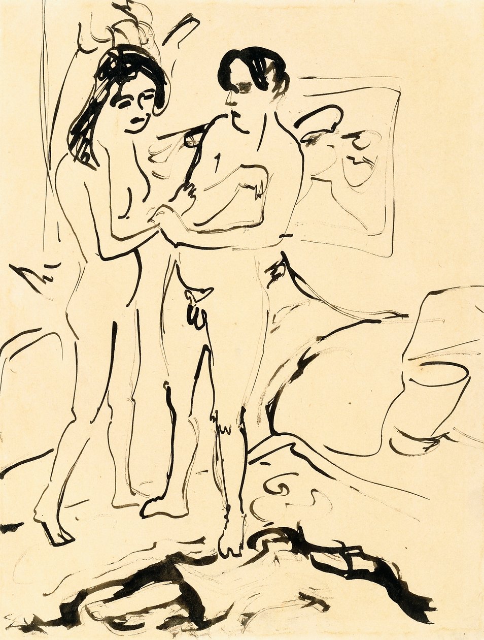 一对，约1907年 作者 恩斯特·路德维希·基希纳