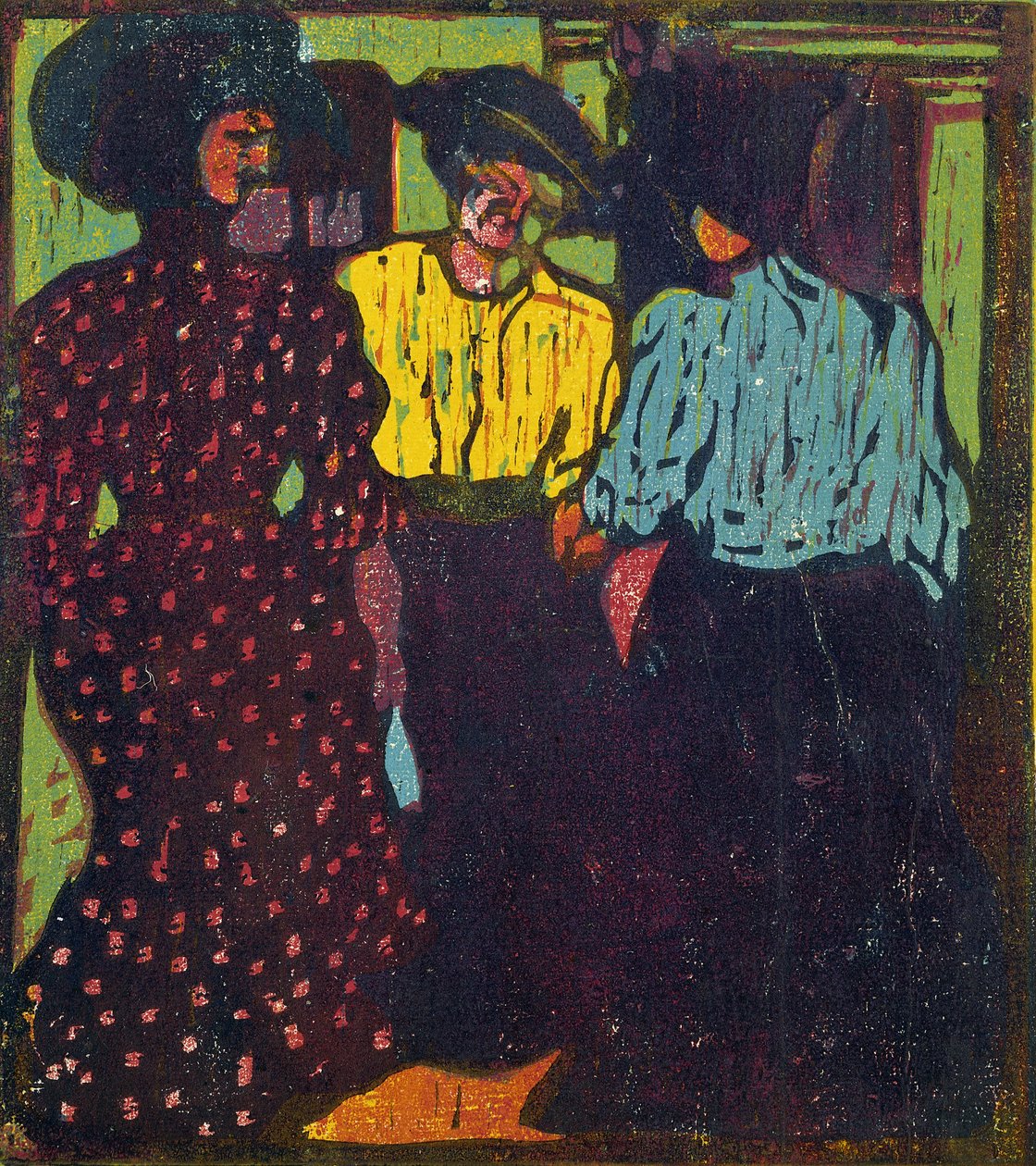 三个女人说话，1907年 作者 恩斯特·路德维希·基希纳