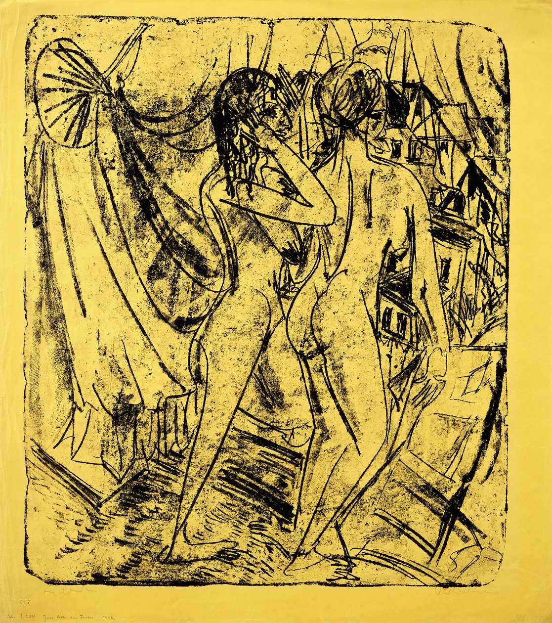 窗外的两个裸体，1915年 作者 恩斯特·路德维希·基希纳