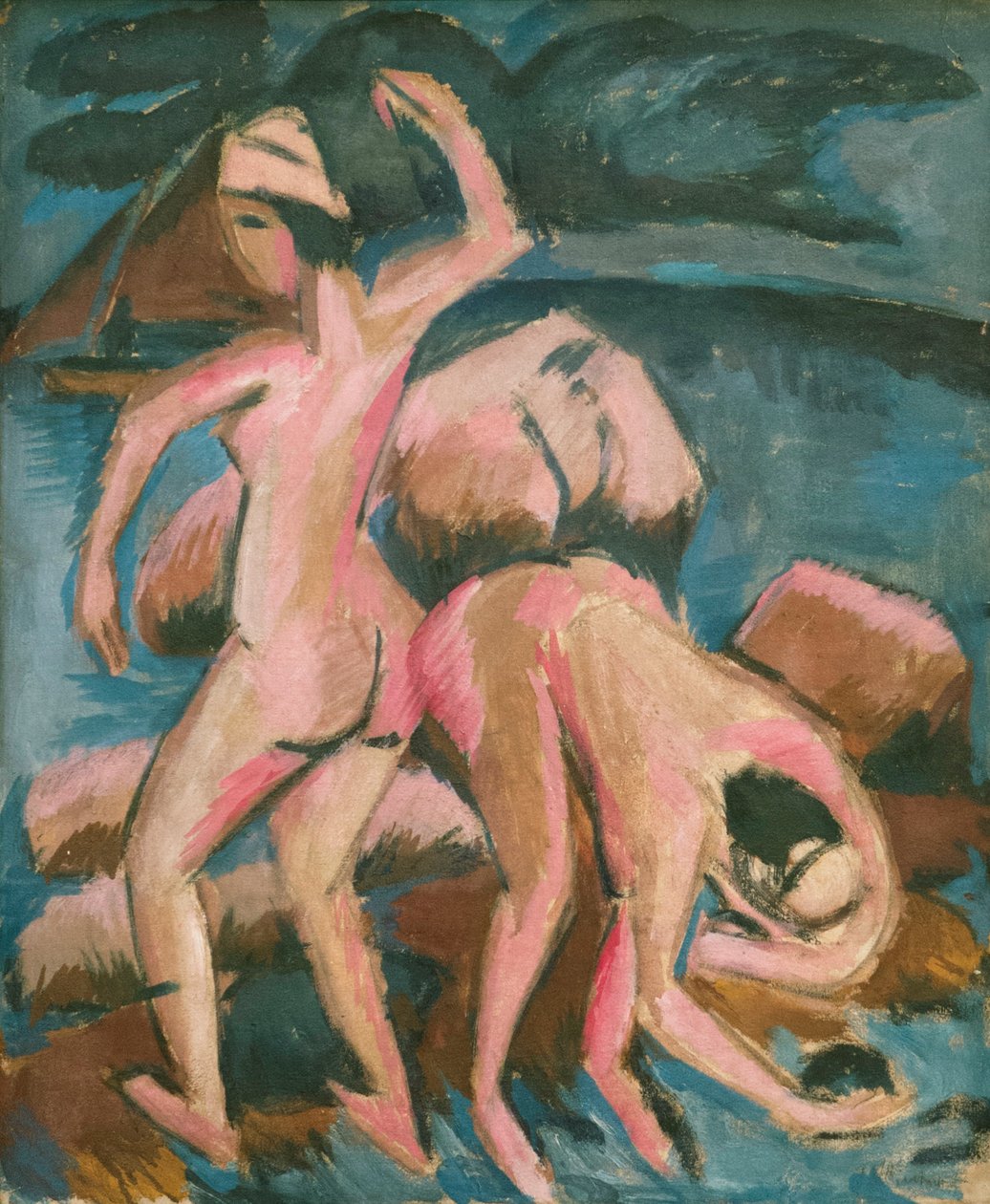 两个沐浴者费马恩（Fehmarn），1912年。 作者 恩斯特·路德维希·基希纳