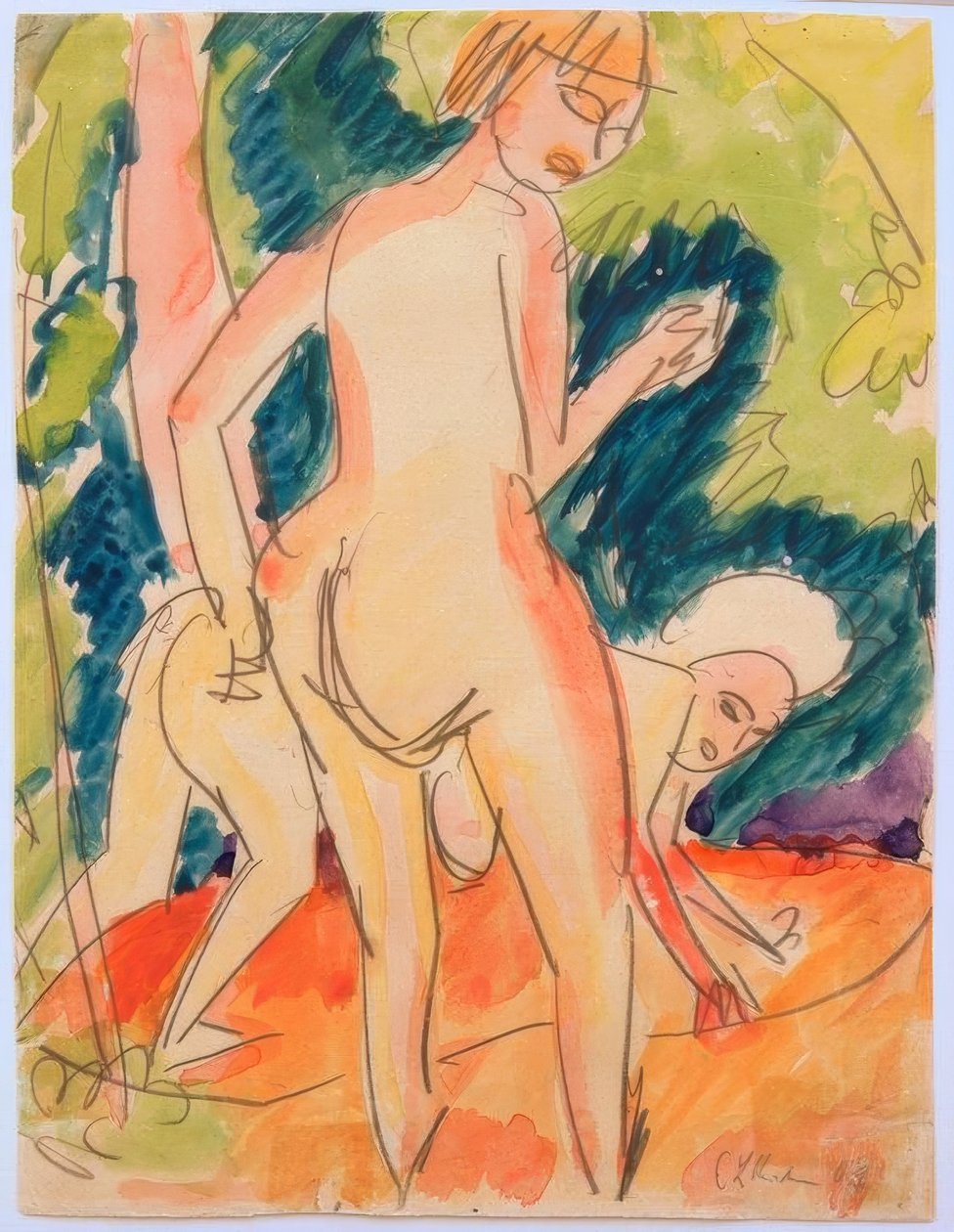 两个女孩洗澡 作者 恩斯特·路德维希·基希纳