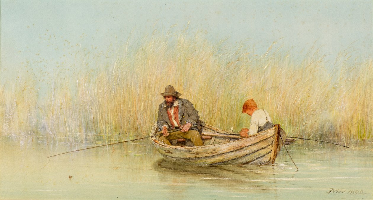 Study of a Man and a Boy Fishing from a Boat 作者 厄斯金·尼科尔