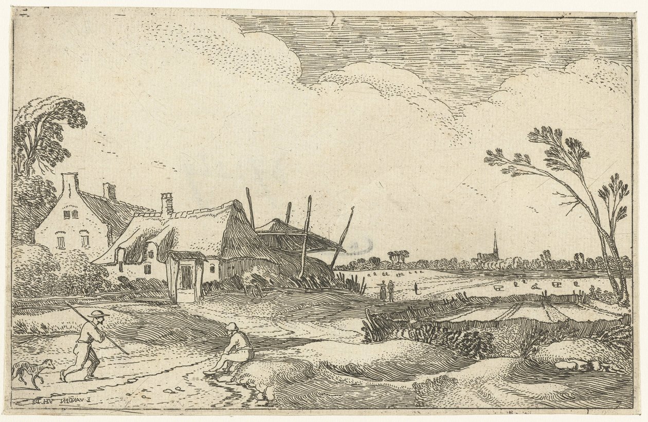 农场位于可欣赏田野景色的小路上 风景（系列名称） 作者 以赛亚斯·范德韦尔德