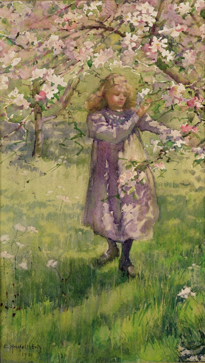 摘苹果花，1901年 作者 埃塞尔·霍斯弗尔·埃兹