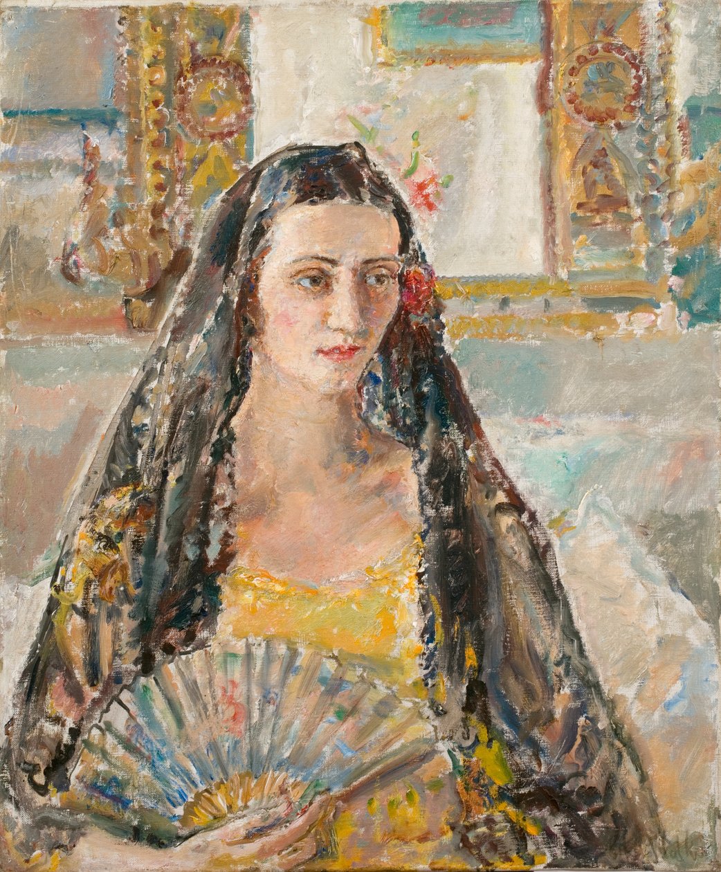 拿扇子的女人》，1926 年出版（布面油画） 作者 埃塞尔沃克