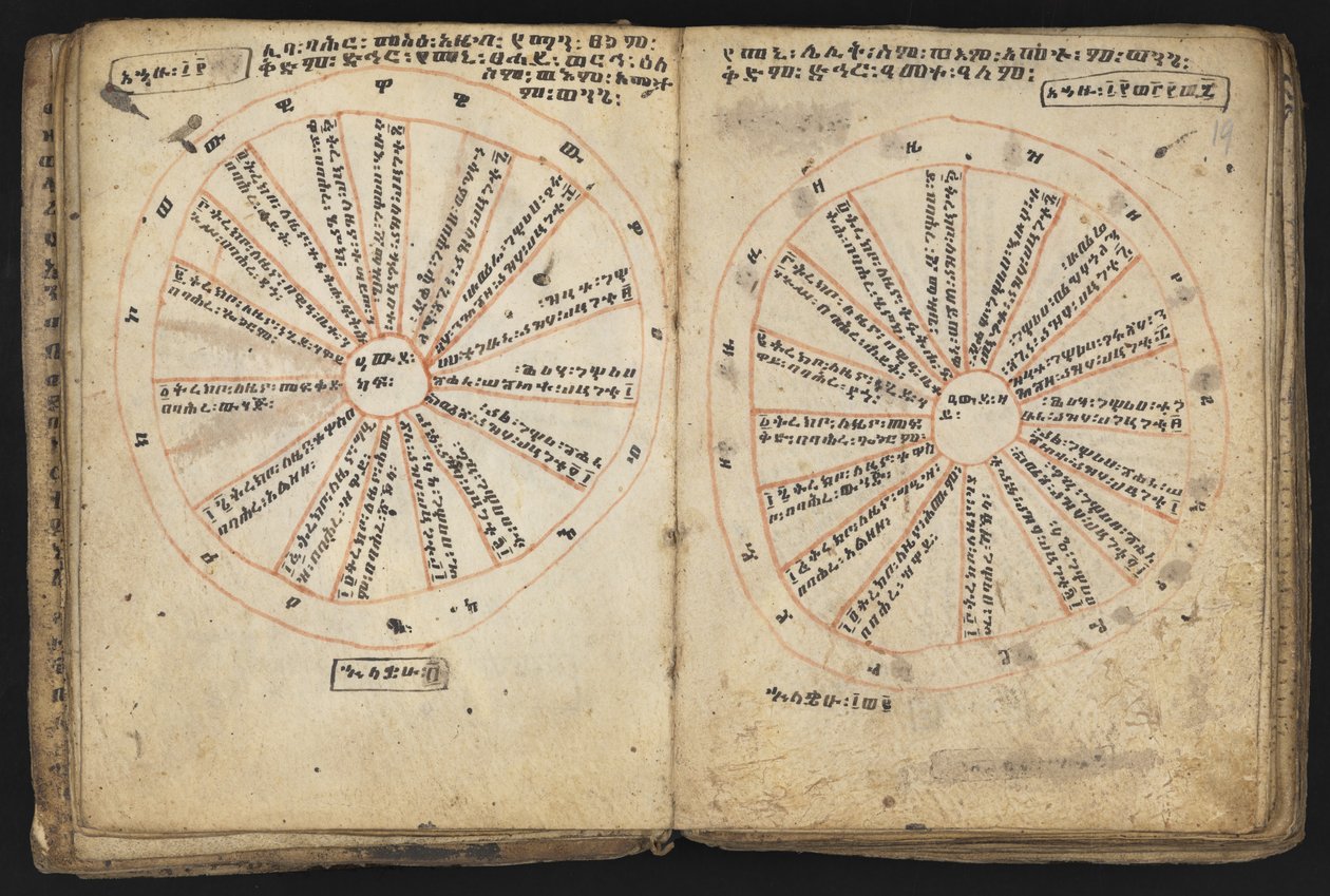 或 12034 f.18v 和 f.19r，《列王纪》（牛皮纸） 作者 埃塞俄比亚学校