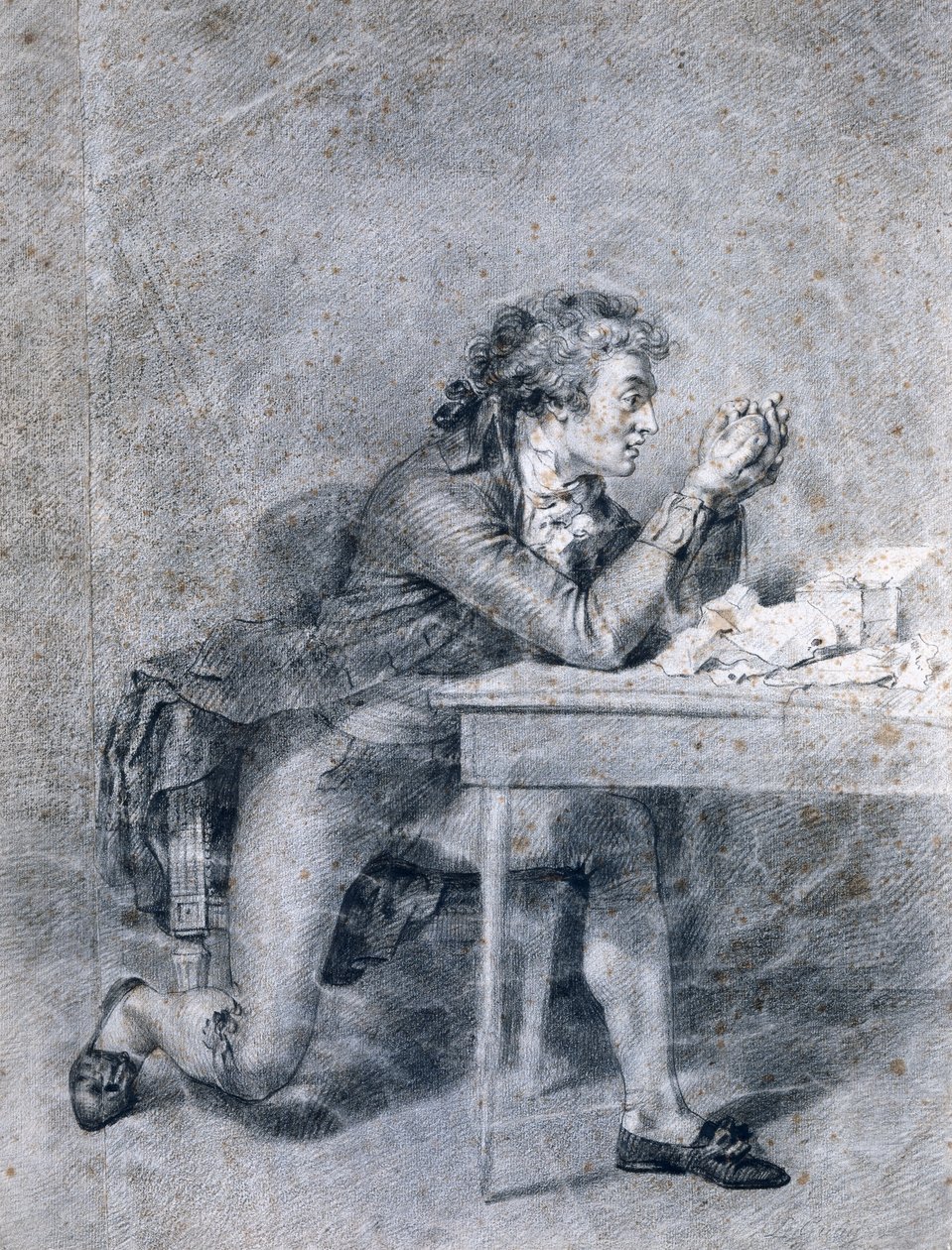 Francois Buzot（1760-94）正在考虑罗兰夫人（1754-93）的肖像缩影 作者 艾蒂安·查尔斯·勒瓜（Etienne Charles Leguay）