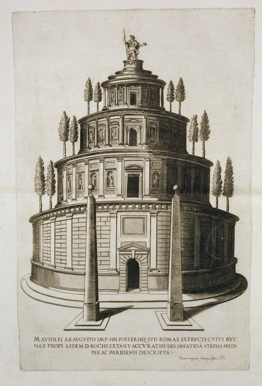 奥古斯都陵墓和他的家人在罗马，由Antoine Lafrery（1512-77）1575年刻 作者 艾蒂安·杜佩拉克
