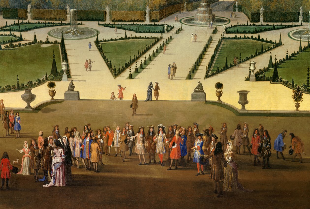 Promenade de Louis XIV (1638-1715) 位于凡尔赛宫细节花园中的北部花坛。 Etienne Allegrain (1644-1736) 于 1688 年作画，大约太阳。 2,3x2,9 m 作者 艾蒂安·阿莱格兰（Etienne Allegrain）