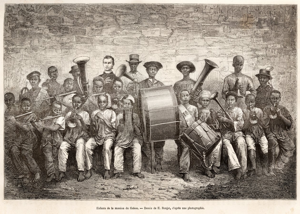 儿童乐团在加蓬，1876年 作者 艾蒂安·安托万·尤金·罗纳特