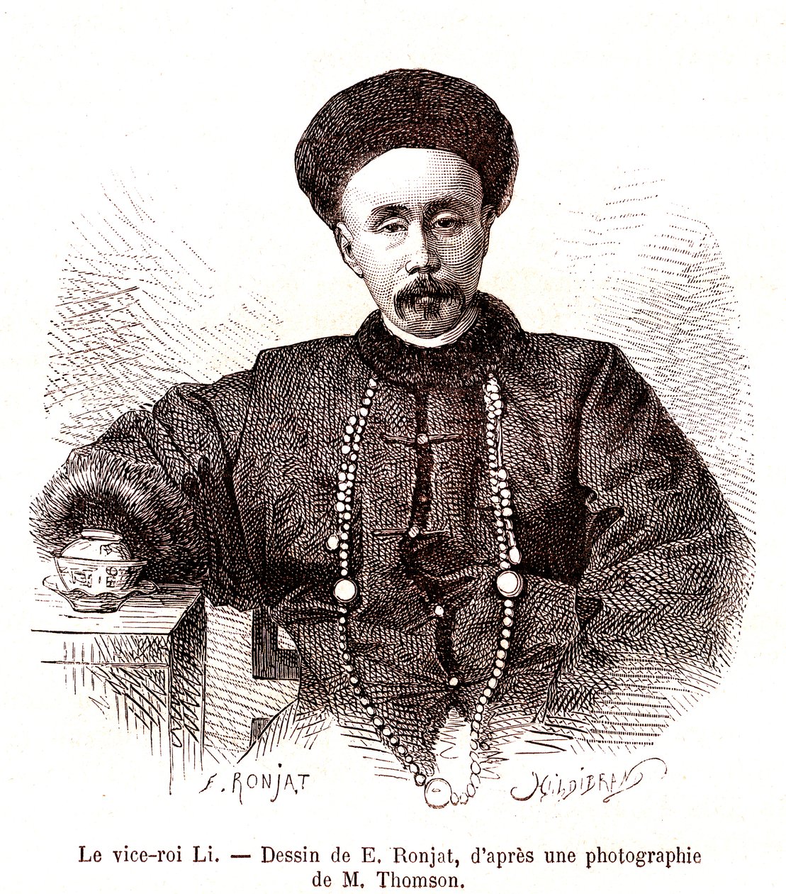 直隶总督李鸿藏在中国朝廷。 1873年（雕刻） 作者 艾蒂安·安托万·尤金·罗纳特
