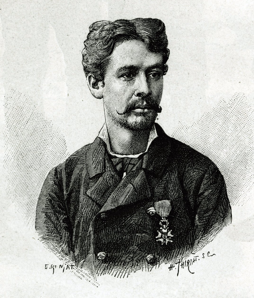 Portrait of Doctor Tautain, during the expedition to Africa 1879-1882, under the command of Gallieni. Engraving by E. Ronjat, from a photograph, to illustrate the story “Exploration du Haut Niger (Haut Niger)” (present-day Mali) by Commander Joseph Gallien 作者 艾蒂安·安托万·尤金·罗纳特