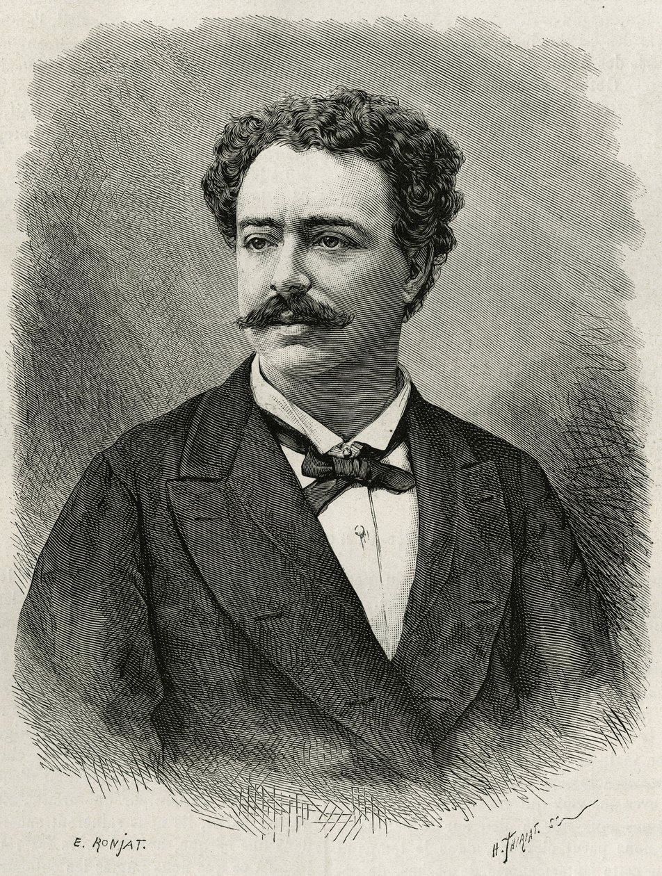 作者和旅行家 Edmondo de Amicis (1846-1908)、意大利作家的肖像，由 E.Ronjat 雕刻，以说明 Edmondo de Amicis 的摩洛哥故事，于 1875 年在 Tour du monde 上发表，由 Edouard 指导 查顿 作者 艾蒂安·安托万·尤金·罗纳特