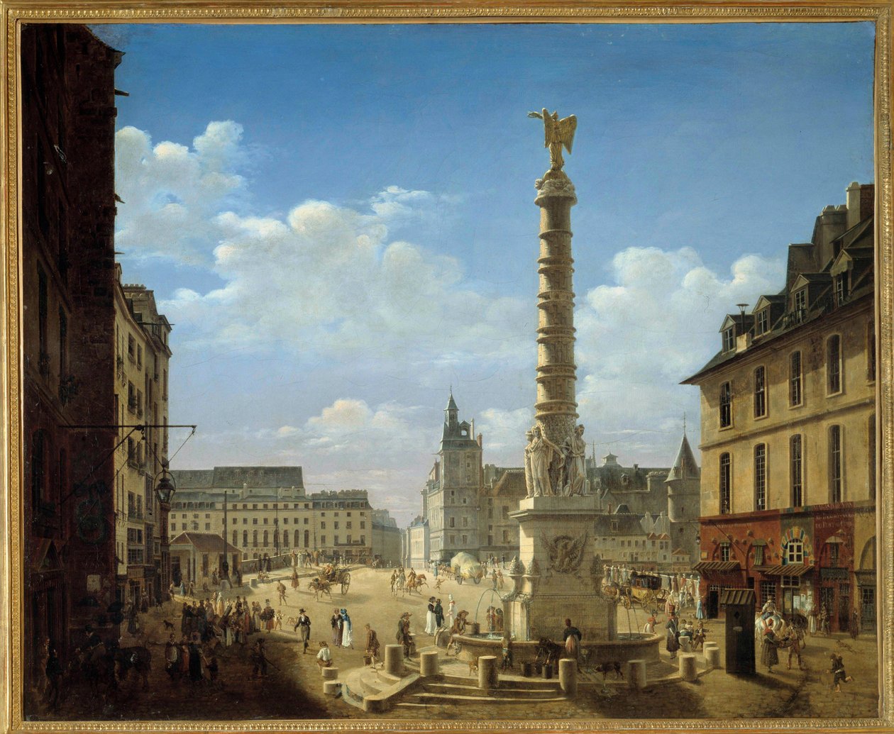Etienne Bouhot (1780-1862) 1810 年的夏特莱绘画的地方和喷泉。 0.81x0.99 米巴黎，卡纳瓦莱博物馆 作者 艾蒂安·布霍特（Etienne Bouhot）
