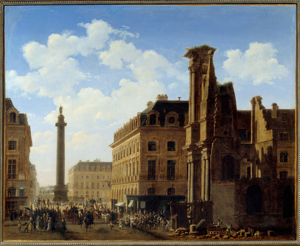 将旺多姆 (Vendome) 和卡斯蒂廖内 (castiglione) 街与 Leafy 教堂的废墟放在一起。 Etienne Bouhot (1780-1862) 1808 年作画。 0,81x0,99 m 巴黎，Musee Carnavalet 作者 艾蒂安·布霍特（Etienne Bouhot）