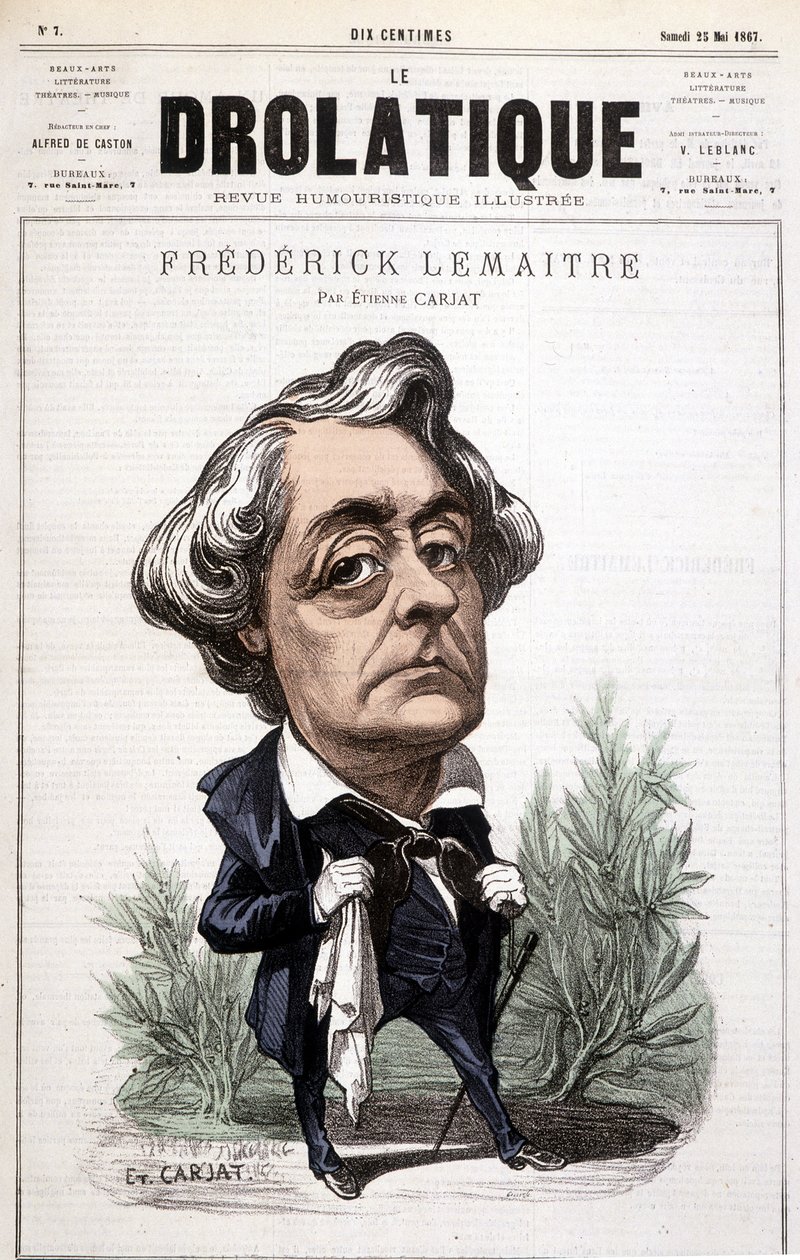 Drolatic，弗雷德里克-勒梅特（1800/1876），以戏剧角色闻名的演员，与维克多-雨果关系密切。你的漫画，卡佳特。 作者 艾蒂安·卡加特