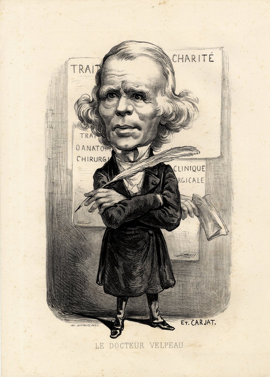 埃蒂安-卡尔亚特（Etienne Carjat）（1826-1906）的插图。医疗，医药，卫生，Charite，解剖学，海报展示 - 外科医生，Velpeau Alfred (1795-1867) 作者 艾蒂安·卡加特