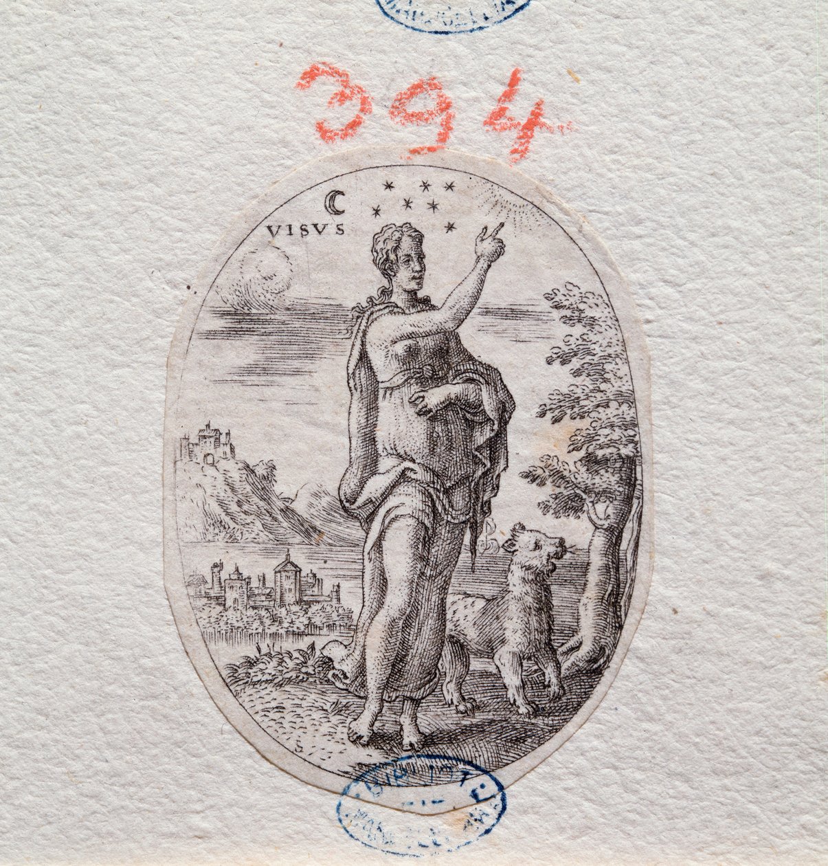 视觉的寓言，一个女人展示的天空（版画 作者 艾蒂安·德劳恩（Etienne Delaune）