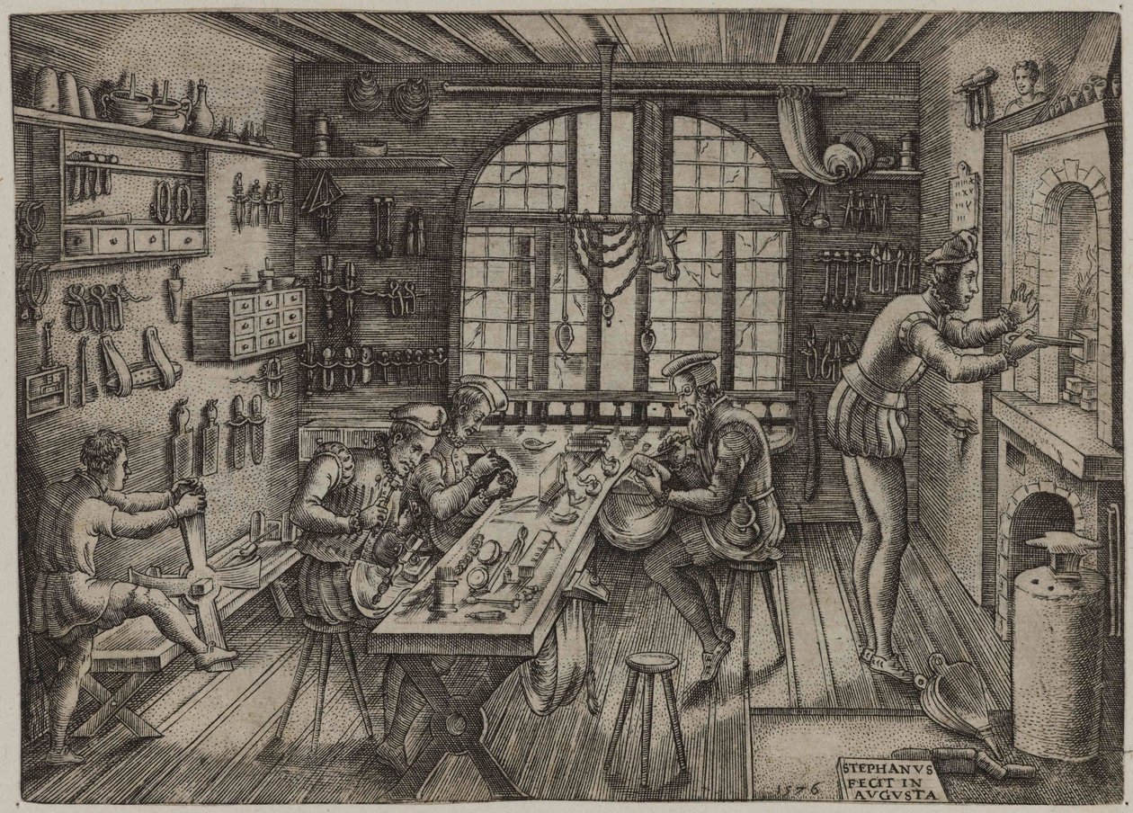 金匠铺，1576年。 作者 艾蒂安·德劳恩（Etienne Delaune）