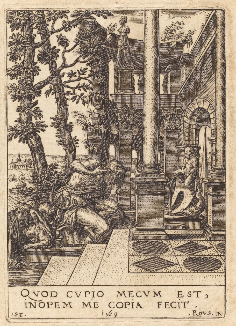 喷泉边的水仙》（Narcissus at the Fountain 作者 罗索·佛罗伦萨之后的艾蒂安·德劳恩