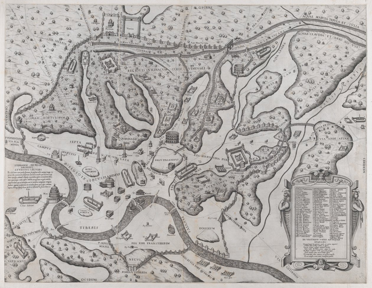 Speculum Romanae Magnificentiae：古罗马及其山丘，来自西方，1573年，1573年。 作者 艾蒂安·杜佩拉克
