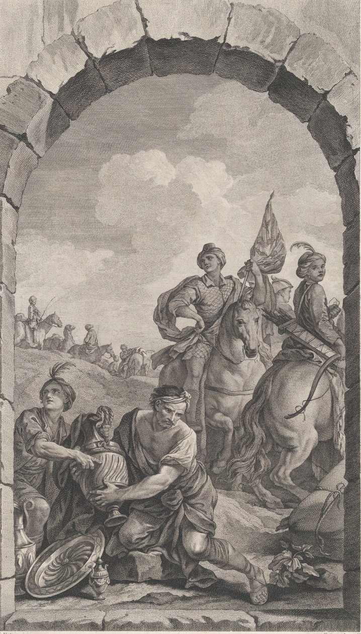 巴黎的儿童教堂：La Suite des rois mages: cavaliers, 1756. 作者 艾蒂安·费萨德