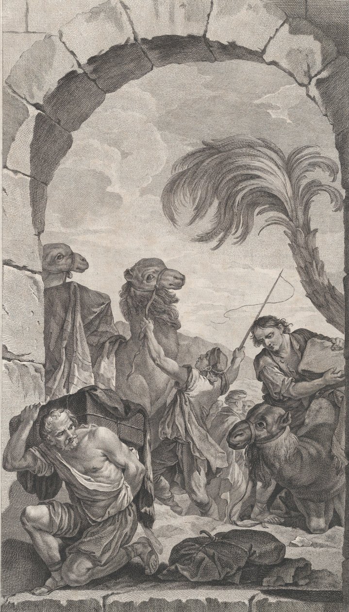 巴黎的儿童教堂：La Suite des rois mages: chameliers et porteur..., 1756. 作者 艾蒂安·费萨德