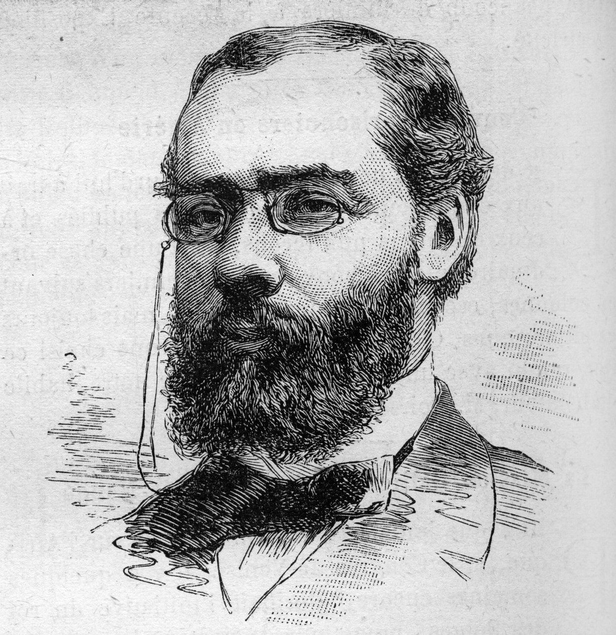莫里斯-罗维耶（1842-1911）的画像，法国律师、银行家、记者和政治家。11月26日《世界画报》第1287期上的博古尔的版画。 作者 艾蒂安·加布里埃尔·博库特