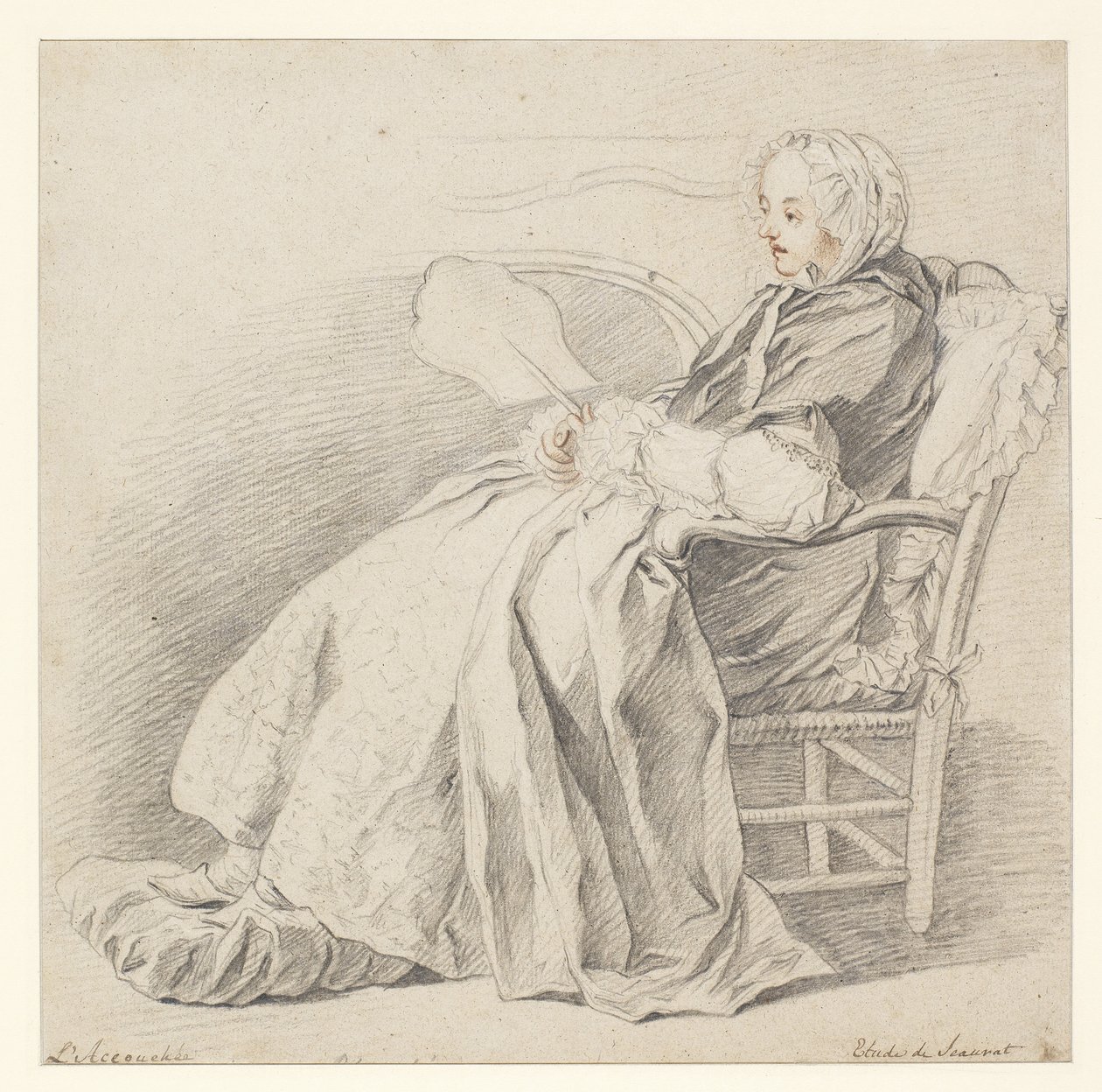 研究LAccouchée，第1750页（粉笔在纸上） 作者 ÉtienneJeaurat