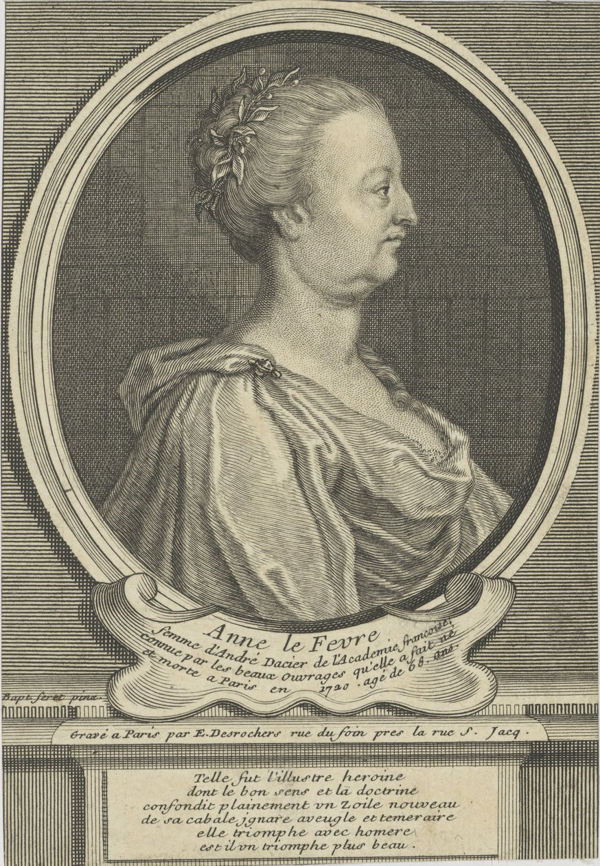 肖像安妮·达契尔（Anne DaciernéeLeFèvre）1647-1720，约1720年。 作者 艾蒂安（Etienne Jehandier）Desrochers