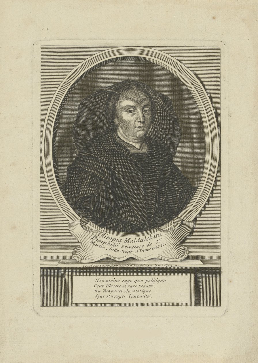 Olimpia Maidalchini Pamphilj的肖像，1591-1657年，um 1700。 作者 艾蒂安（Etienne Jehandier）Desrochers