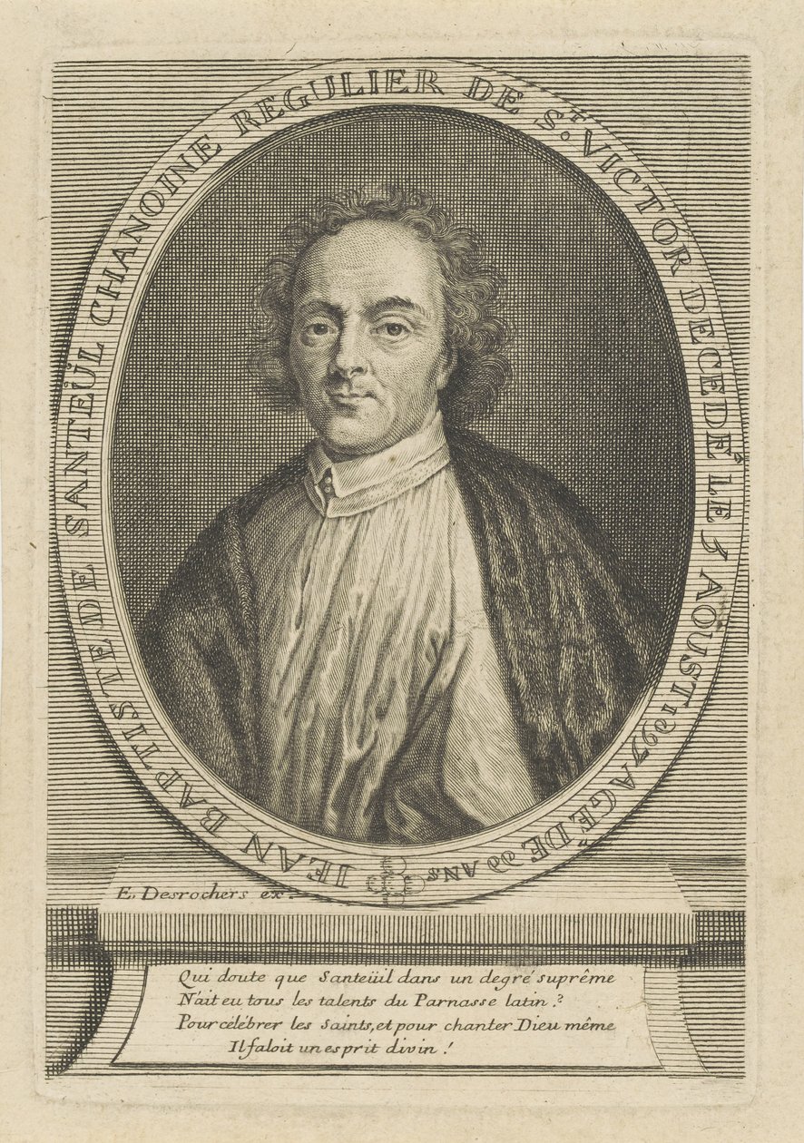 诗人让·巴蒂斯特·德·桑特尔的肖像1630-1697，um 1700。 作者 艾蒂安（Etienne Jehandier）Desrochers