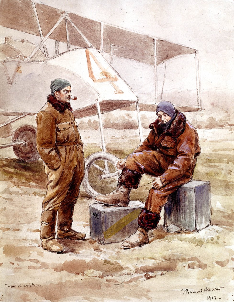 1917 年飞行员和轰炸机“Voisin” 作者 Etienne Prosper Berne-Bellecour